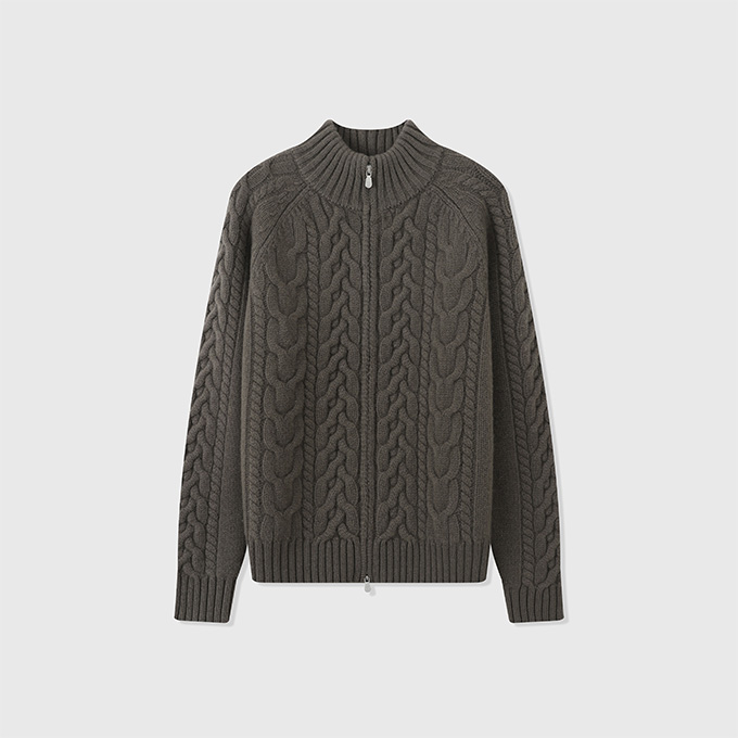 brunello cucinelli cable knit zip cardigan